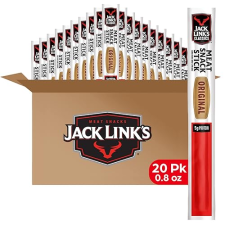 JACK LINKS ORIGINAL MEAT STICKS, 5G PROTEIN, BEEF PORK, KETO FRIENDLY, 20 PACK, 0.8OZ