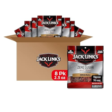 JACK LINKS ORIGINAL BEEF JERKY, ZERO SUGAR, 13G PROTEIN, KETO PALEO FRIENDLY, 2.3OZ PACK OF 8