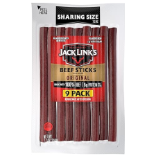 JACK LINKS ORIGINAL BEEF STICKS 7.2 OZ - 100 BEEF PROTEIN SNACK, KETO FRIENDLY MEAT STICK