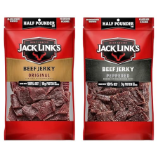 JACK LINKS BEEF JERKY ORIGINAL PEPPERED ½ POUND BAGS, HIGH PROTEIN, LOW CALORIE, PACK OF 2