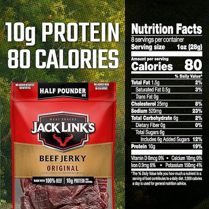 JACK LINKS BEEF JERKY SWEET HOT AND TERIYAKI FLAVOR, 100 BEEF MEAT SNACK, 2-PACK 1 2 LB