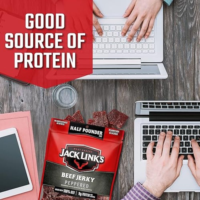 JACK LINKS PEPPERED BEEF JERKY 1 2 LB PREMIUM CUTS PEPPERED BEEF STEAK 2 OZ PACK OF 12