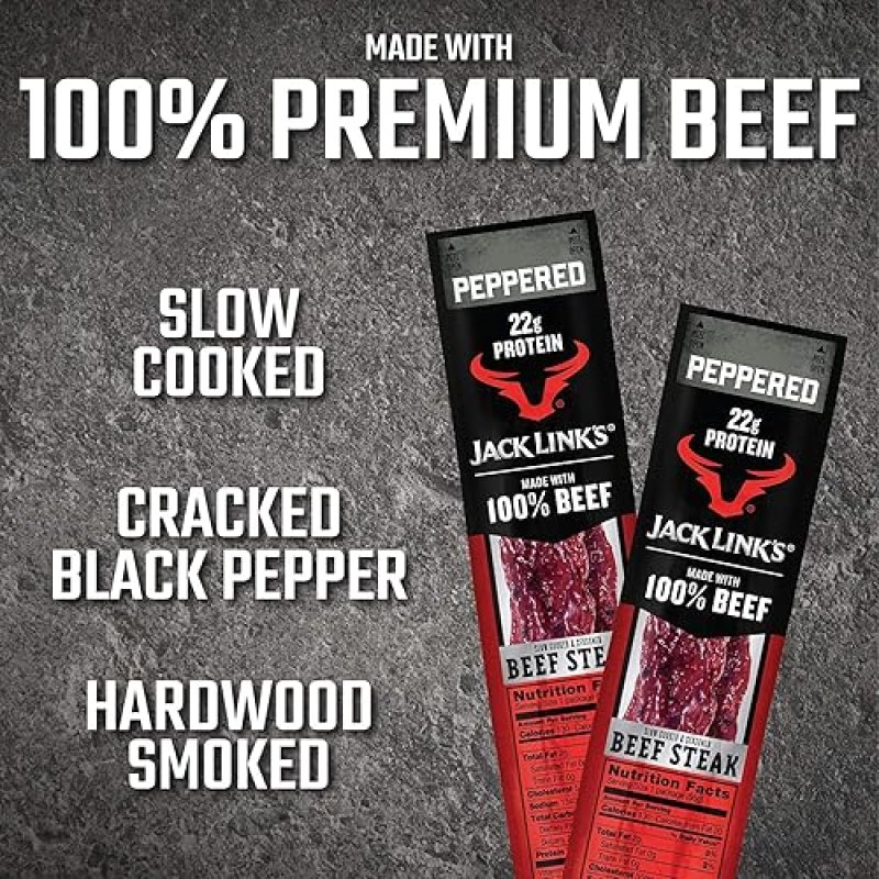JACK LINKS PEPPERED BEEF JERKY 1 2 LB PREMIUM CUTS PEPPERED BEEF STEAK 2 OZ PACK OF 12