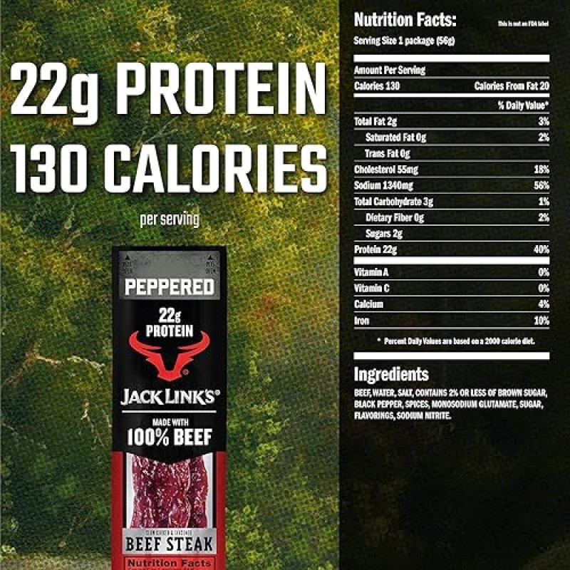 JACK LINKS PEPPERED BEEF JERKY 1 2 LB PREMIUM CUTS PEPPERED BEEF STEAK 2 OZ PACK OF 12