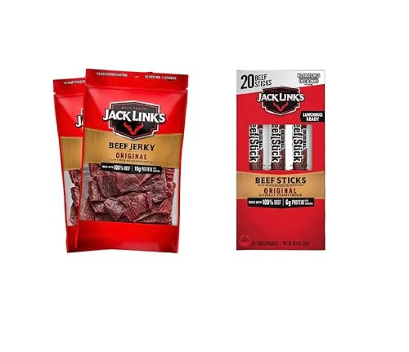 JACK LINKS ORIGINAL BEEF JERKY 9OZ 2 PACK 20 ORIGINAL BEEF STICKS 0.92OZ PROTEIN SNACK