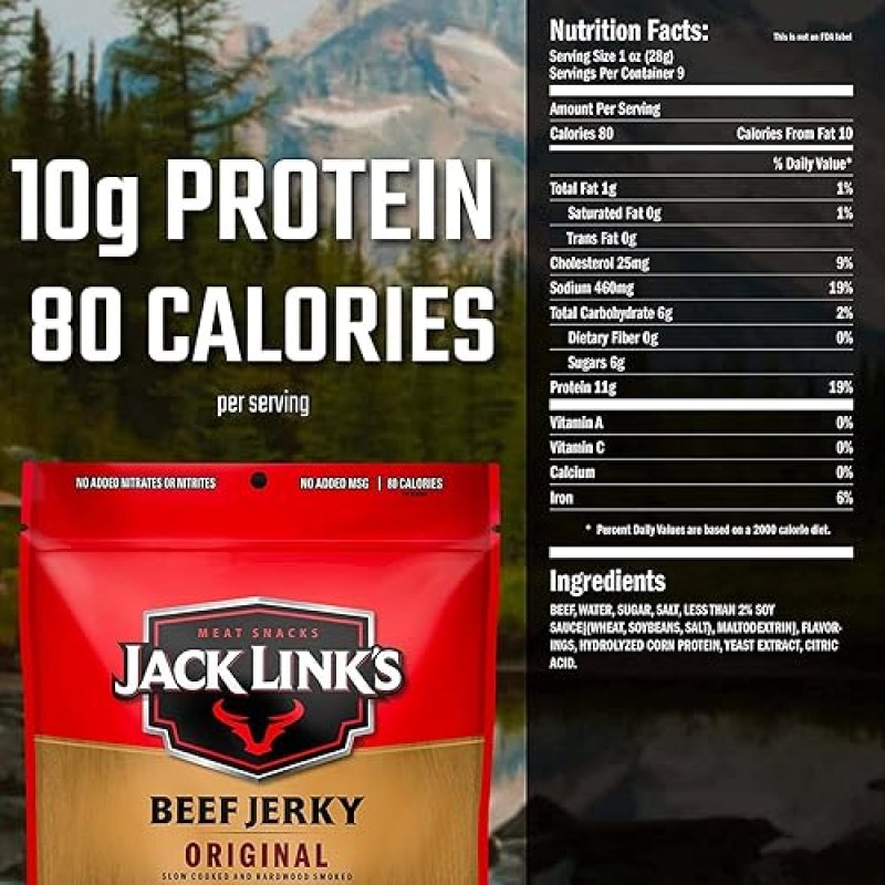 JACK LINKS ORIGINAL BEEF JERKY 9OZ 2 PACK 20 ORIGINAL BEEF STICKS 0.92OZ PROTEIN SNACK