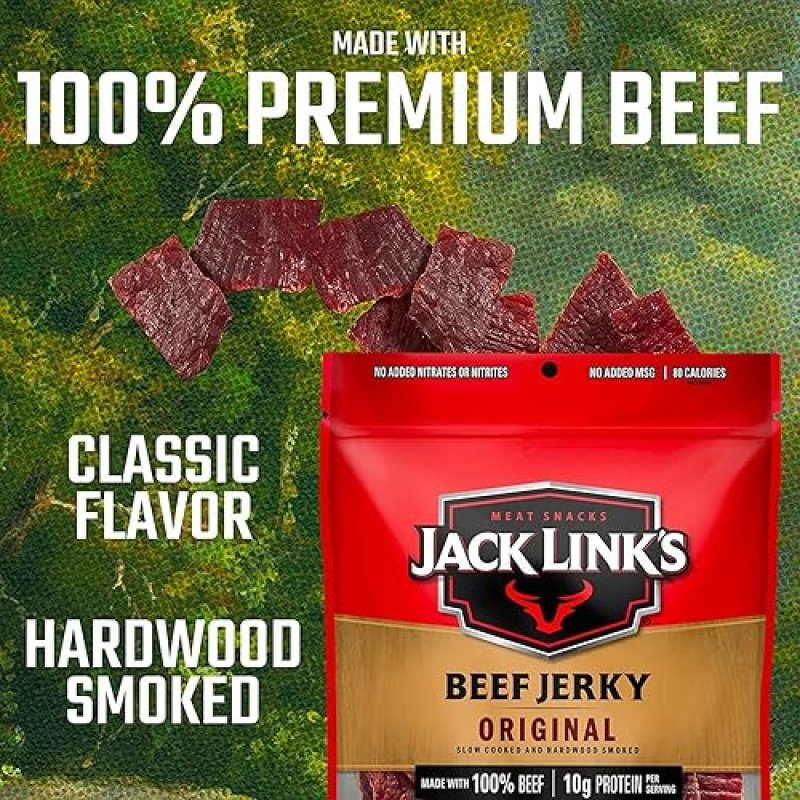 JACK LINKS ORIGINAL BEEF JERKY 9OZ 2 PACK 20 ORIGINAL BEEF STICKS 0.92OZ PROTEIN SNACK