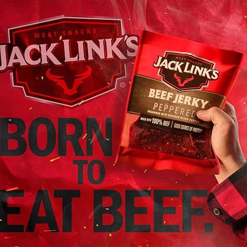 JACK LINKS PEPPERED BEEF JERKY 9OZ 2 PACK - 100 REAL BEEF, HIGH PROTEIN SNACK, READY TO EAT