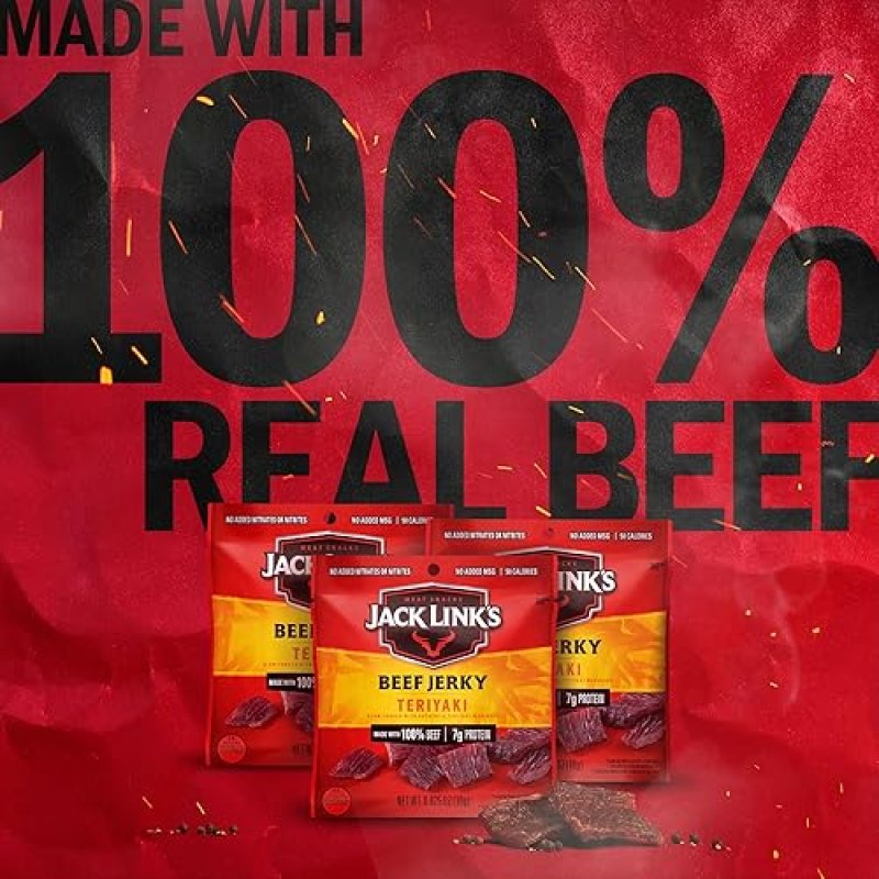 JACK LINKS TERIYAKI BEEF JERKY 2-PACK 9 OZ - HIGH PROTEIN READY-TO-EAT SNACK, 100 REAL BEEF