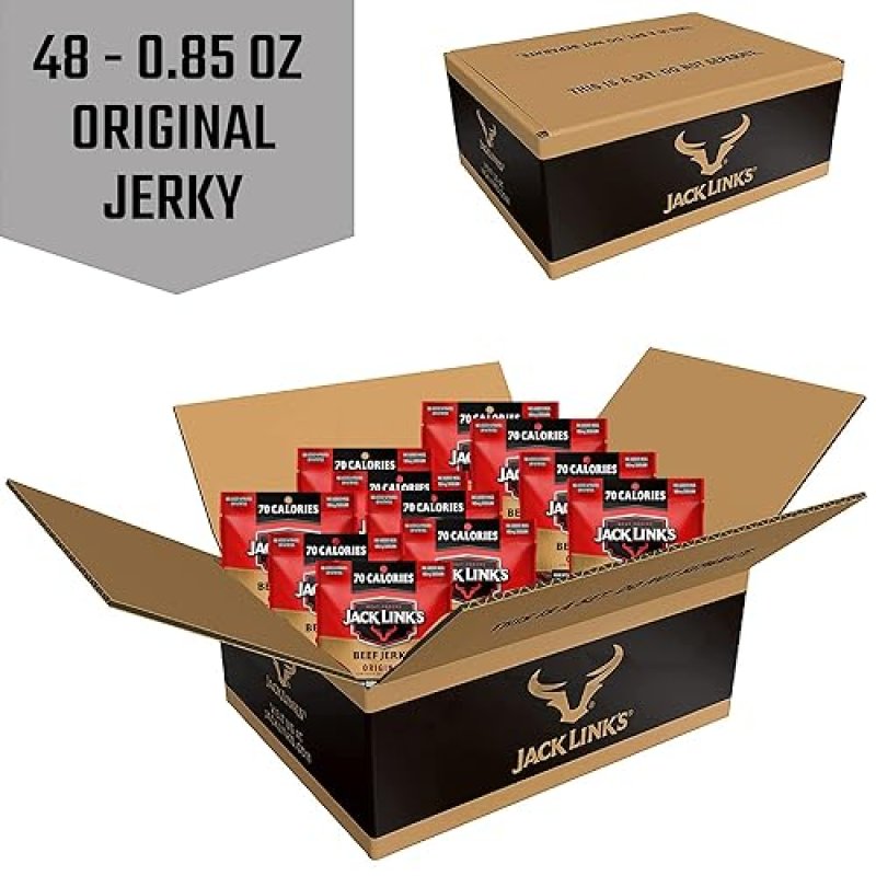 JACK LINKS ORIGINAL BEEF JERKY MULTIPACK, 48 PACKS, 0.85 OZ EACH HIGH PROTEIN SNACK