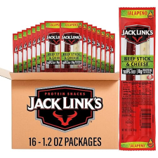 JACK LINKS JALAPENO BEEF CHEESE SNACK PACK, 16 COUNT, 100 BEEF, REAL WISCONSIN CHEESE