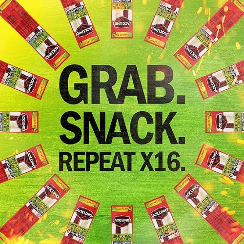 JACK LINKS JALAPENO BEEF CHEESE SNACK PACK, 16 COUNT, 100 BEEF, REAL WISCONSIN CHEESE
