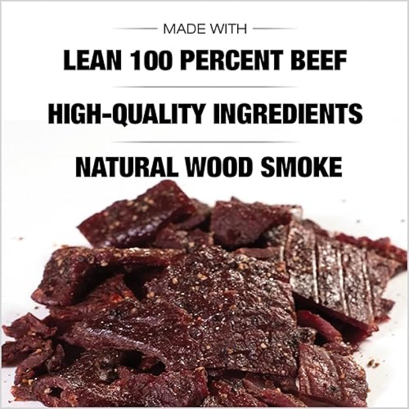 OLD TRAPPER PEPPERED BEEF JERKY 8OZ SPICY HIGH PROTEIN SNACK, LOW FAT, 70 CALORIES