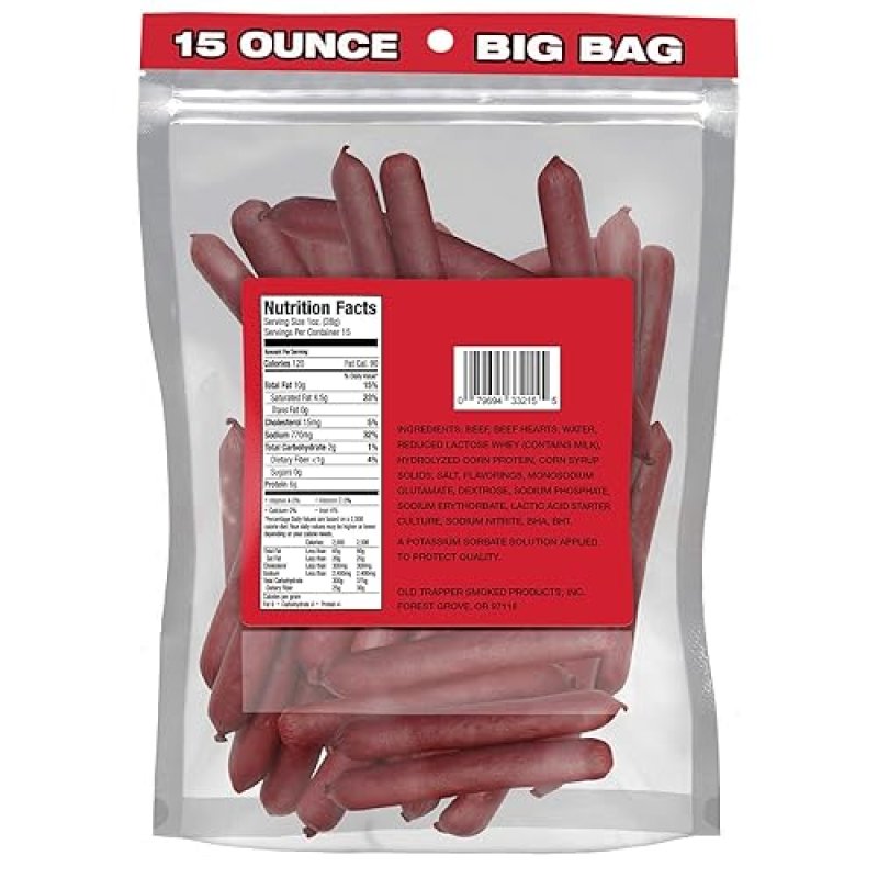 OLD TRAPPER JALAPEñO BEEF STICKS 15OZ SPICY, HIGH PROTEIN, SUGAR-FREE SNACK PACK