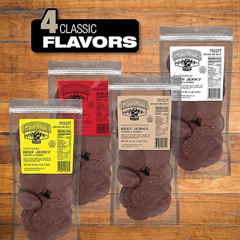 OLD TRAPPER DOUBLE EAGLE BEEF JERKY 21OZ - OLD-FASHIONED FLAVOR, HIGH PROTEIN SNACK