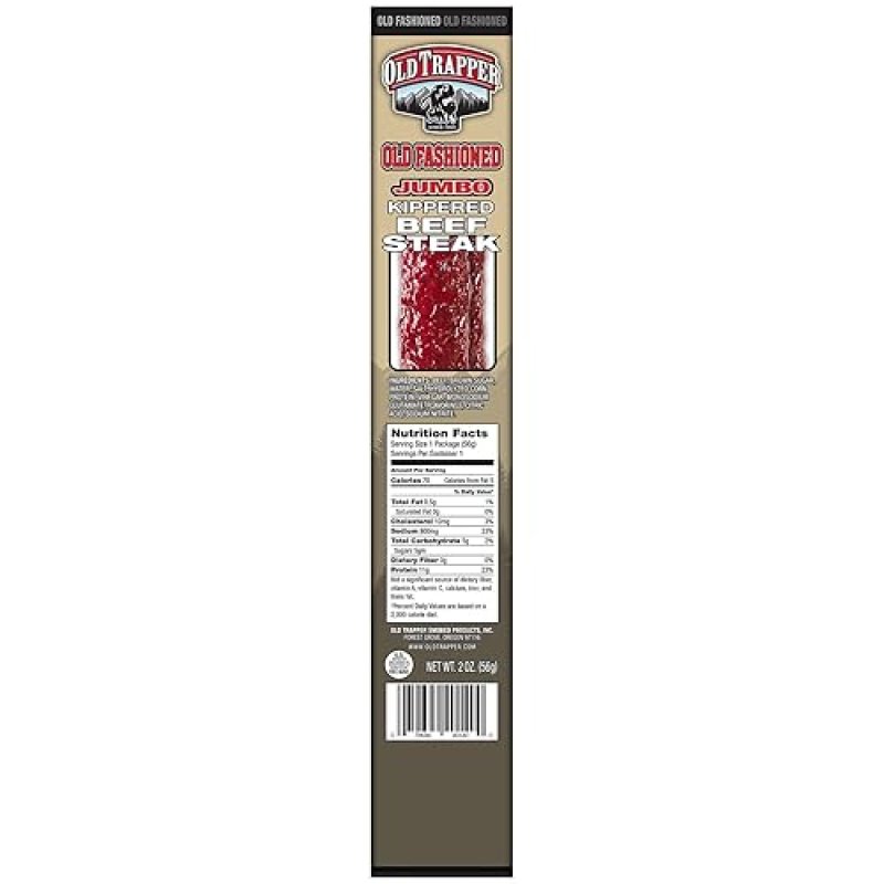 OLD TRAPPER KIPPERED STEAK SNACK PACK, 2OZ INDIVIDUALLY WRAPPED, 22G PROTEIN, 12-PACK