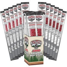 OLD TRAPPER PEPPERED KIPPERED STEAK MEAT SNACK, 2OZ PACKS, 22G PROTEIN, SPICY, 12-PACK