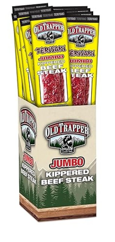 OLD TRAPPER TERIYAKI KIPPERED STEAK SNACK, 2OZ INDIVIDUALLY WRAPPED, 22G PROTEIN, PACK OF 12