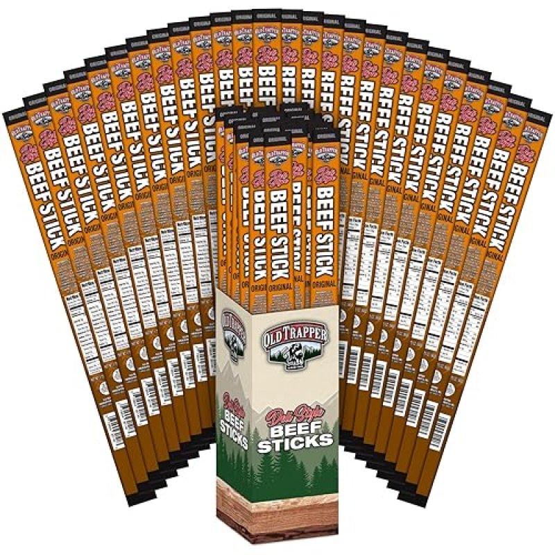 OLD TRAPPER ORIGINAL DELI-STYLE BEEF STICKS, 1.75OZ, HIGH PROTEIN, SUGAR-FREE, PACK OF 26