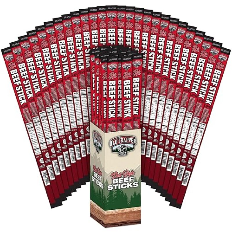 OLD TRAPPER JALAPEñO SAUSAGE STICKS, 1.75 OZ, HIGH PROTEIN, SUGAR-FREE, 26 PACK