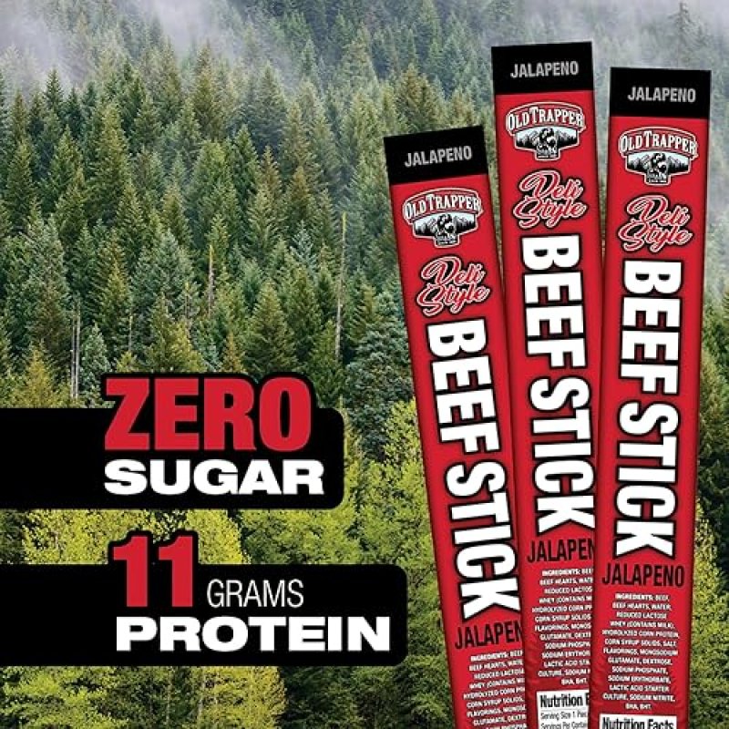 OLD TRAPPER JALAPEñO SAUSAGE STICKS, 1.75 OZ, HIGH PROTEIN, SUGAR-FREE, 26 PACK