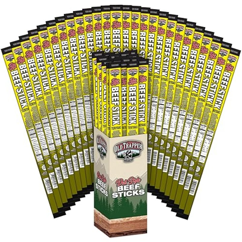 OLD TRAPPER TERIYAKI SAUSAGE STICKS, 1.75OZ INDIVIDUALLY WRAPPED, 10G PROTEIN, PACK OF 26