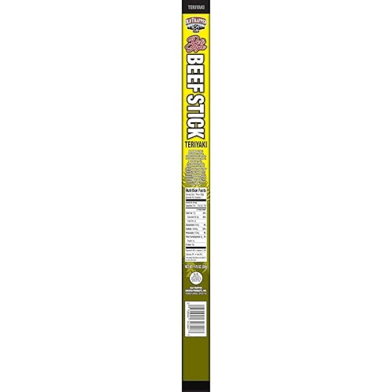 OLD TRAPPER TERIYAKI SAUSAGE STICKS, 1.75OZ INDIVIDUALLY WRAPPED, 10G PROTEIN, PACK OF 26
