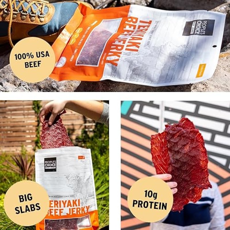 PEOPLE S CHOICE TERIYAKI BEEF JERKY THIN-SLICED WHOLE MUSCLE SLABS, 15 COUNT, 19.2 OZ
