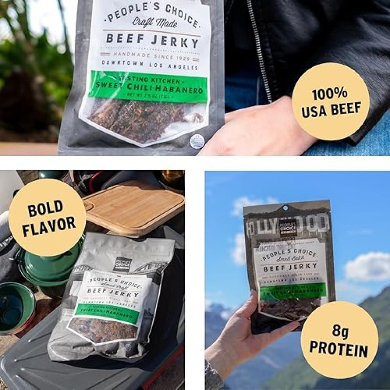 PEOPLE S CHOICE SWEET CHILI HABANERO BEEF JERKY SWEET SPICY, 9G PROTEIN, 1 LB BAG USA
