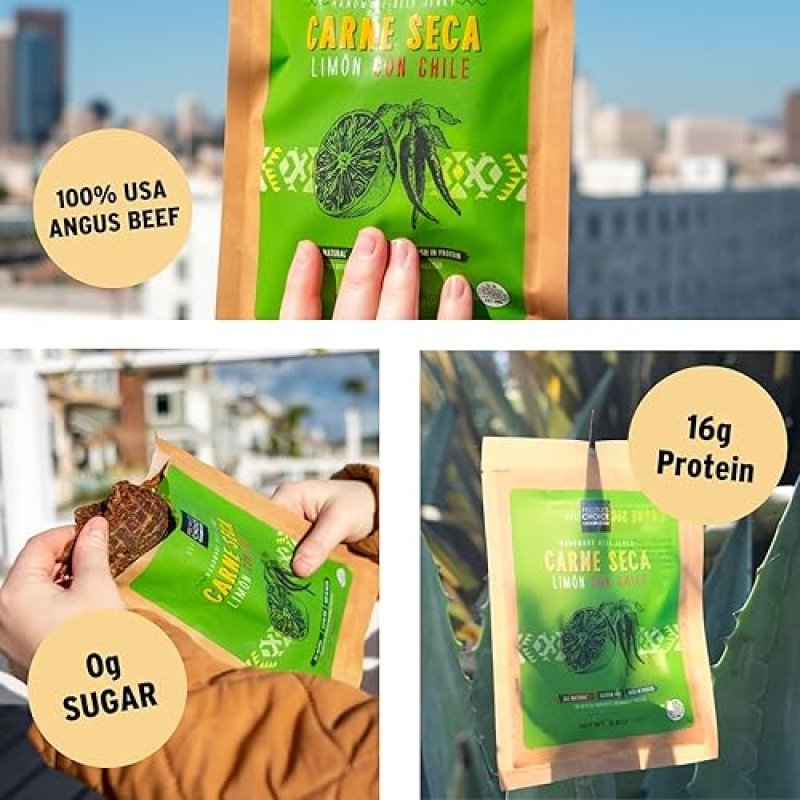PEOPLE S CHOICE BEEF JERKY LIMóN CON CHILE 16G PROTEIN, SUGAR FREE, ZERO CARB, KETO 1 LB USA