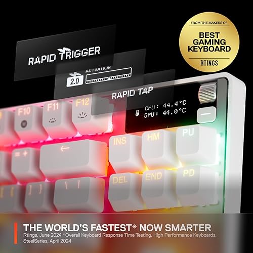 STEELSERIES APEX PRO TKL GEN 3 WHITE KEYBOARD WITH OMNIPOINT 3.0 SWITCHES RGB LIGHTING