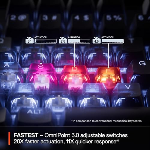 STEELSERIES APEX PRO TKL GEN 3 WHITE KEYBOARD WITH OMNIPOINT 3.0 SWITCHES RGB LIGHTING