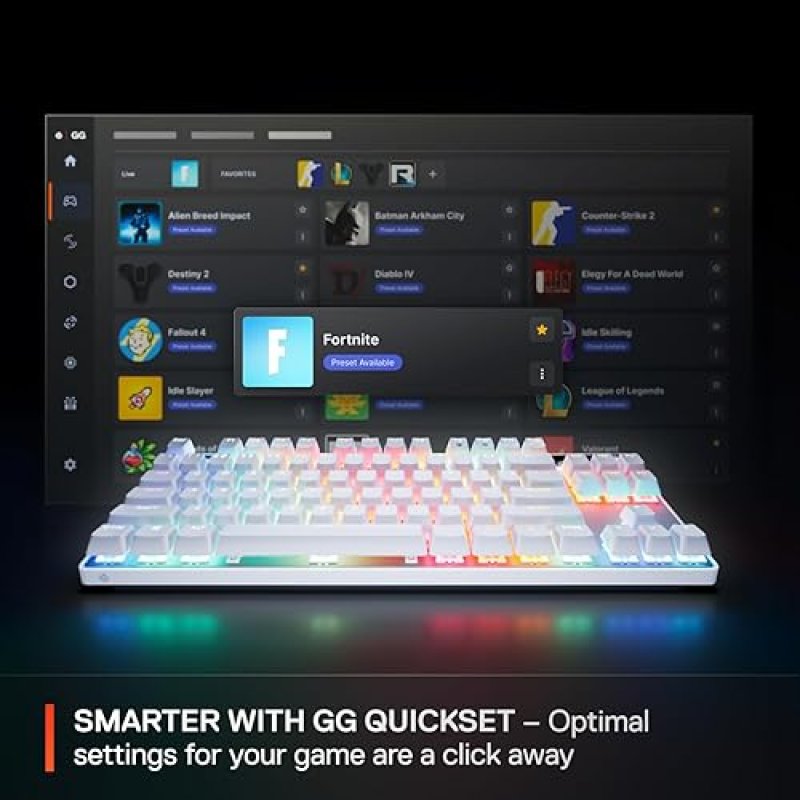 STEELSERIES APEX PRO TKL GEN 3 WHITE KEYBOARD WITH OMNIPOINT 3.0 SWITCHES RGB LIGHTING