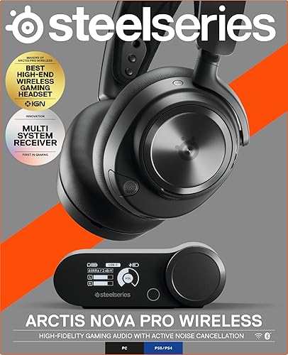 STEELSERIES ARCTIS NOVA PRO WIRELESS GAMING HEADSET WITH ANC, HI-FI AUDIO CLEARCAST MIC