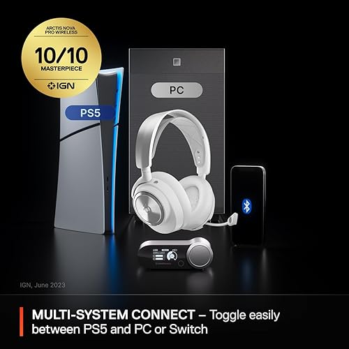 STEELSERIES ARCTIS NOVA PRO WIRELESS GAMING HEADSET WITH ANC, DUAL BATTERIES CLEARCAST MIC