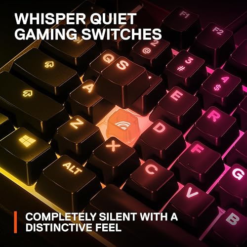 STEELSERIES APEX 3 RGB GAMING KEYBOARD WITH 10-ZONE LIGHTING, IP32 WATER RESISTANT WRIST REST