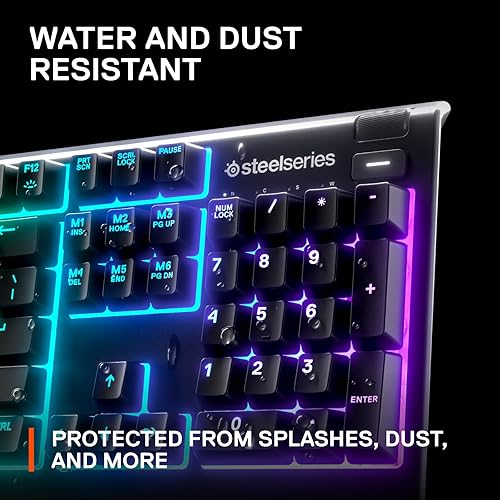 STEELSERIES APEX 3 RGB GAMING KEYBOARD WITH 10-ZONE LIGHTING, IP32 WATER RESISTANT WRIST REST