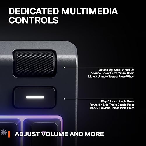 STEELSERIES APEX 3 RGB GAMING KEYBOARD WITH 10-ZONE LIGHTING, IP32 WATER RESISTANT WRIST REST