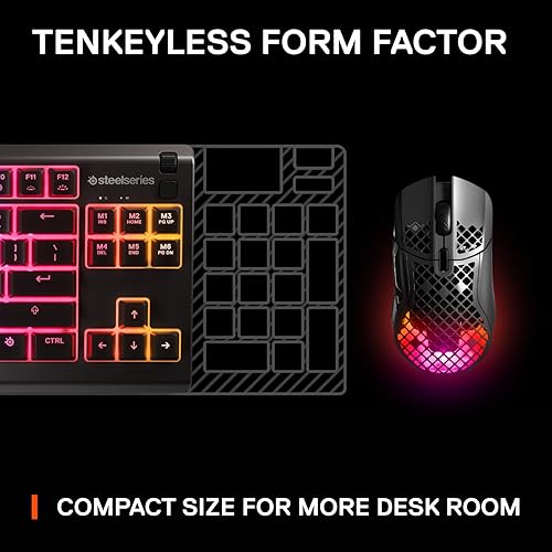 STEELSERIES APEX 3 TKL RGB GAMING KEYBOARD TENKEYLESS, IP32 WATER RESISTANT, ANTI-GHOSTING