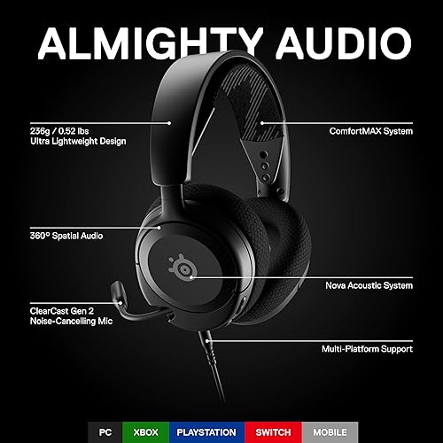 STEELSERIES ARCTIS NOVA 1 GAMING HEADSET HI-FI, 360 AUDIO, NOISE-CANCELLING MIC, MULTI-PLATFORM