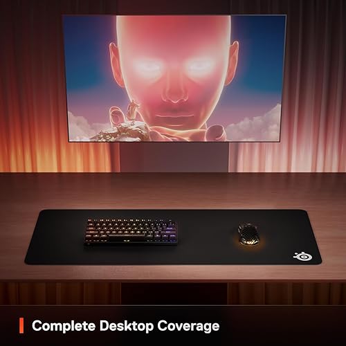 STEELSERIES QCK XXL GAMING MOUSE PAD CLOTH SURFACE, PEAK TRACKING, NON-SLIP, FULL DESK COVERAGE