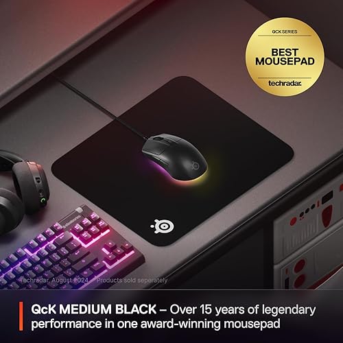 STEELSERIES QCK MEDIUM GAMING MOUSEPAD BLACK NON-SLIP BASE OPTIMIZED FOR FPS MOBA RTS MMO