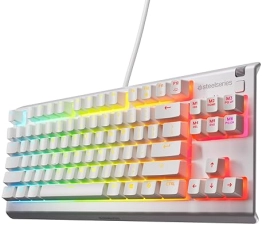 STEELSERIES APEX 3 TKL WHITE RGB GAMING KEYBOARD TENKEYLESS, WATER-RESISTANT, QUIET SWITCH