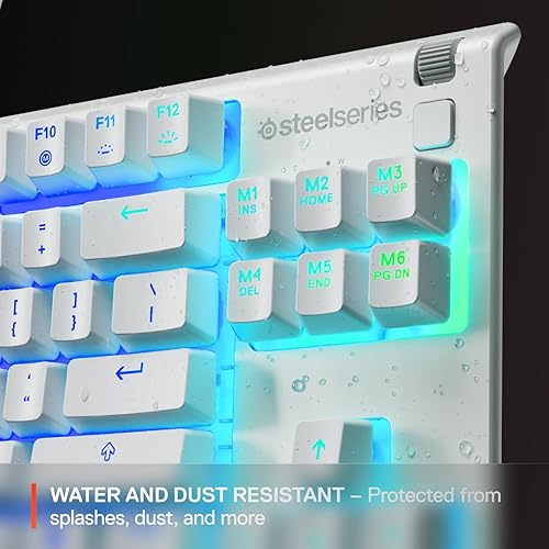 STEELSERIES APEX 3 TKL WHITE RGB GAMING KEYBOARD TENKEYLESS, WATER-RESISTANT, QUIET SWITCH