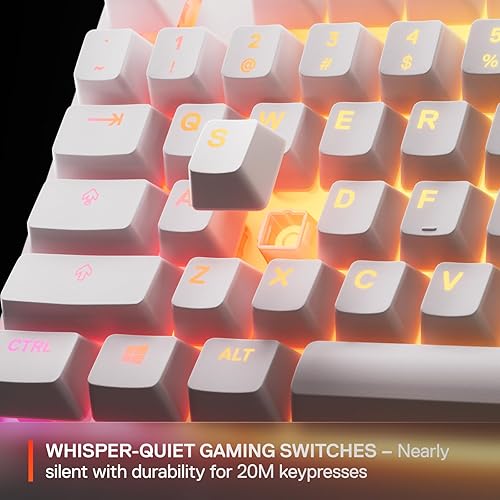 STEELSERIES APEX 3 TKL WHITE RGB GAMING KEYBOARD TENKEYLESS, WATER-RESISTANT, QUIET SWITCH