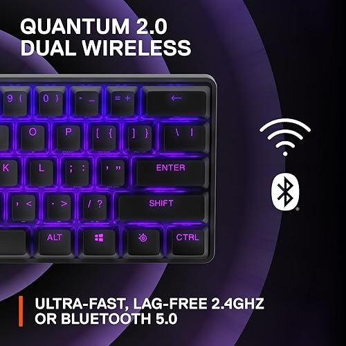 STEELSERIES APEX PRO MINI WIRELESS KEYBOARD 60 COMPACT OMNIPOINT 2.0 DOUBLE SHOT PBT BLACK
