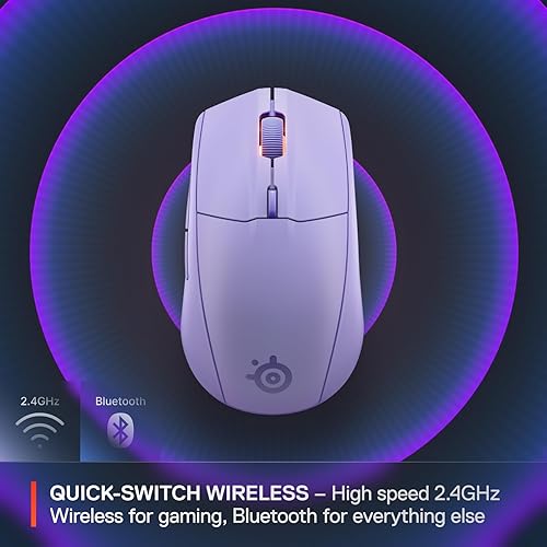 STEELSERIES RIVAL 3 WIRELESS GEN 2 GAMING MOUSE LAVENDER 18000 DPI, BLUETOOTH 2.4GHZ