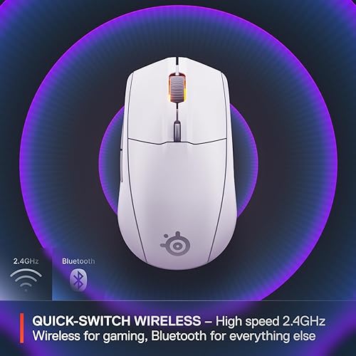 STEELSERIES RIVAL 3 WIRELESS GEN 2 GAMING MOUSE 18000 DPI BLUETOOTH 2.4GHZ WHITE LIGHT-WEIGHT