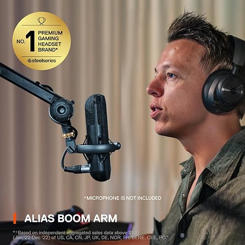STEELSERIES ALIAS PRO MIC BOOM ARM 360 ROTATION, DESK CLAMP, CABLE MANAGEMENT, ADAPTERS