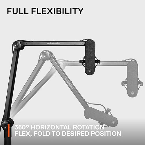STEELSERIES ALIAS PRO MIC BOOM ARM 360 ROTATION, DESK CLAMP, CABLE MANAGEMENT, ADAPTERS